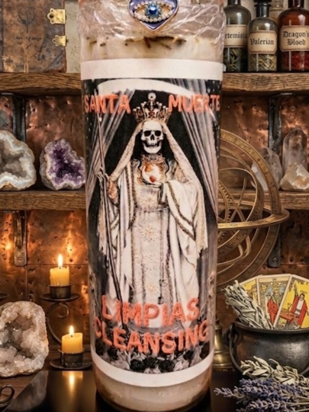Santa Muerte La Blanca Limpias/ Fixed Cleansing  Candle